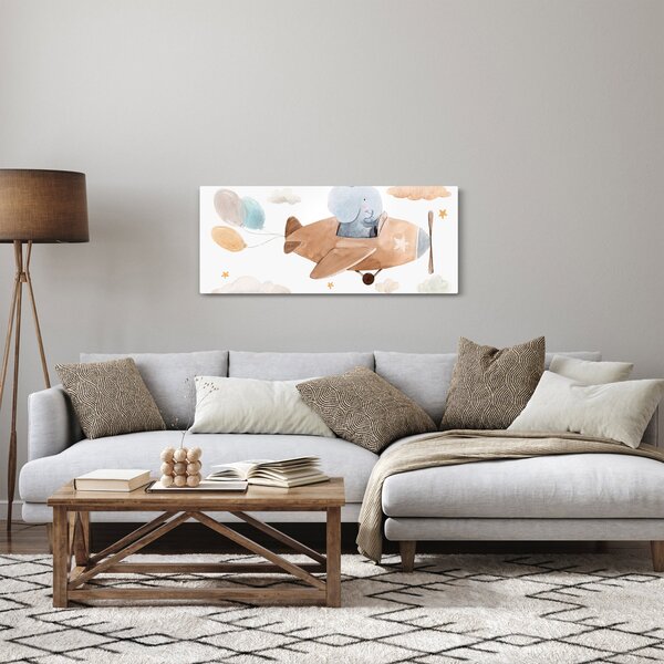 Obraz - Akvarelový slon v lietadle (120x50 cm)