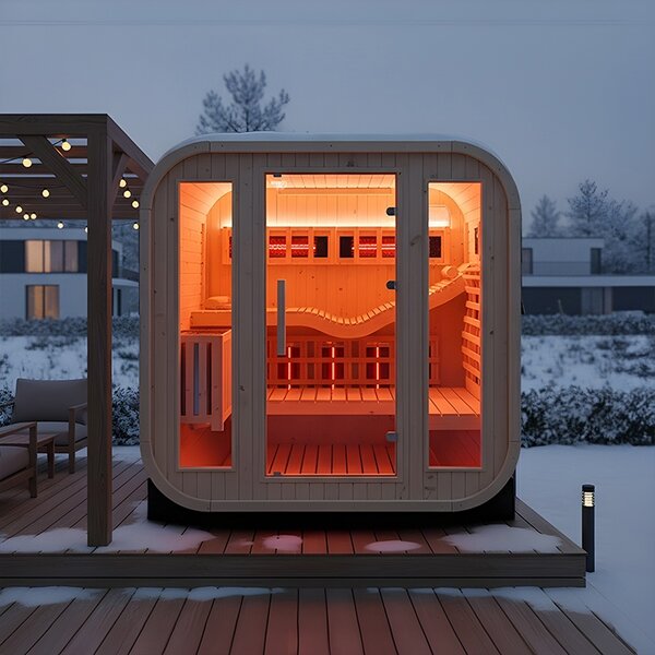 BPS-koupelny Záhradná kombinovaná sudová sauna 2v1 MOLDE A - Infrasauna + fínska sauna 180x200, 2-4 osoby