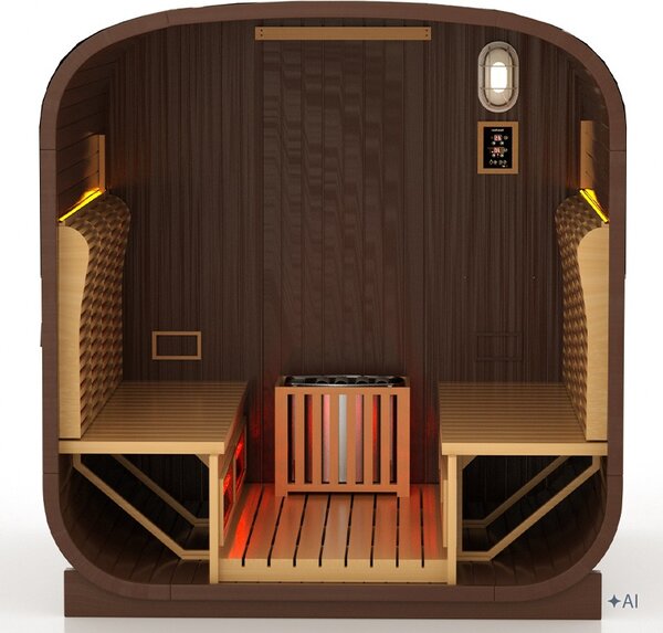BPS-koupelny Záhradná kombinovaná sudová sauna 2v1 HAMAR A - Infrasauna + fínska sauna 180x200, 4-6 osôb
