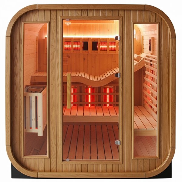 BPS-koupelny Záhradná kombinovaná sudová sauna 2v1 MOLDE A - Infrasauna + fínska sauna 180x200, 2-4 osoby