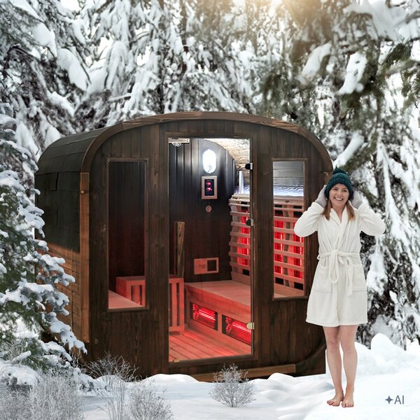 BPS-koupelny Záhradná kombinovaná sudová sauna 2v1 HAMAR A - Infrasauna + fínska sauna 180x200, 4-6 osôb