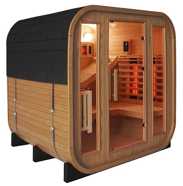 BPS-koupelny Záhradná kombinovaná sudová sauna 2v1 MOLDE A - Infrasauna + fínska sauna 180x200, 2-4 osoby