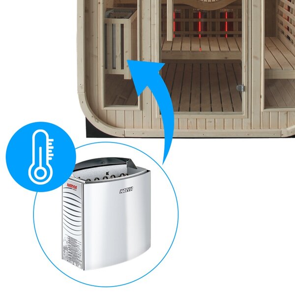 BPS-koupelny Záhradná kombinovaná sudová sauna 2v1 MOLDE A - Infrasauna + fínska sauna 180x200, 2-4 osoby