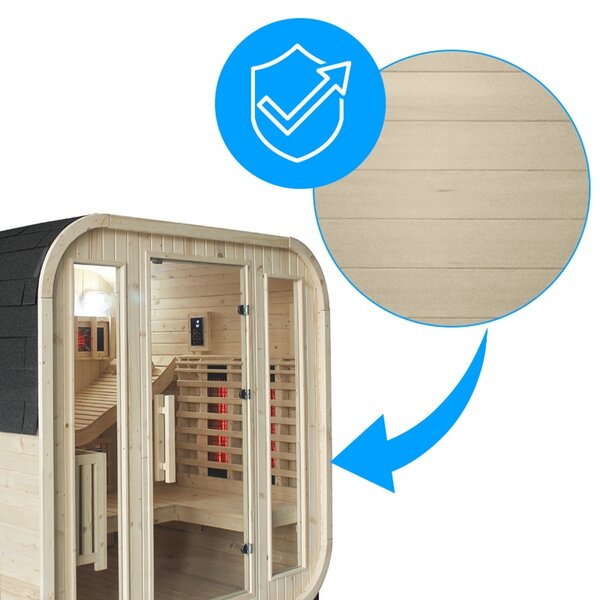 BPS-koupelny Záhradná kombinovaná sudová sauna 2v1 MOLDE A - Infrasauna + fínska sauna 180x200, 2-4 osoby