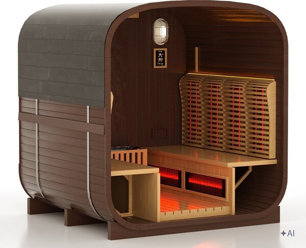 BPS-koupelny Záhradná kombinovaná sudová sauna 2v1 HAMAR A - Infrasauna + fínska sauna 180x200, 4-6 osôb