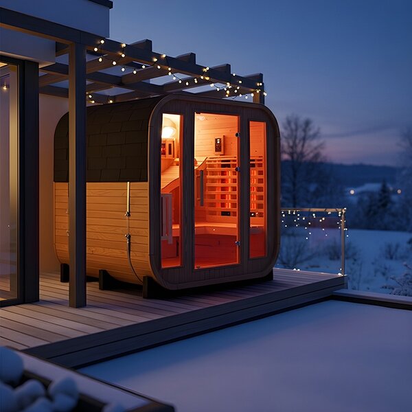 BPS-koupelny Záhradná kombinovaná sudová sauna 2v1 MOLDE A - Infrasauna + fínska sauna 180x200, 2-4 osoby