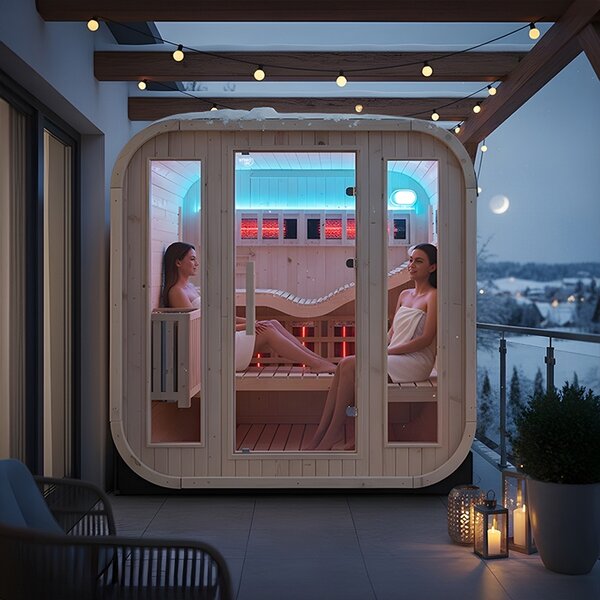 BPS-koupelny Záhradná kombinovaná sudová sauna 2v1 MOLDE A - Infrasauna + fínska sauna 180x200, 2-4 osoby