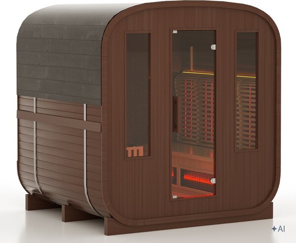 BPS-koupelny Záhradná kombinovaná sudová sauna 2v1 HAMAR A - Infrasauna + fínska sauna 180x200, 4-6 osôb