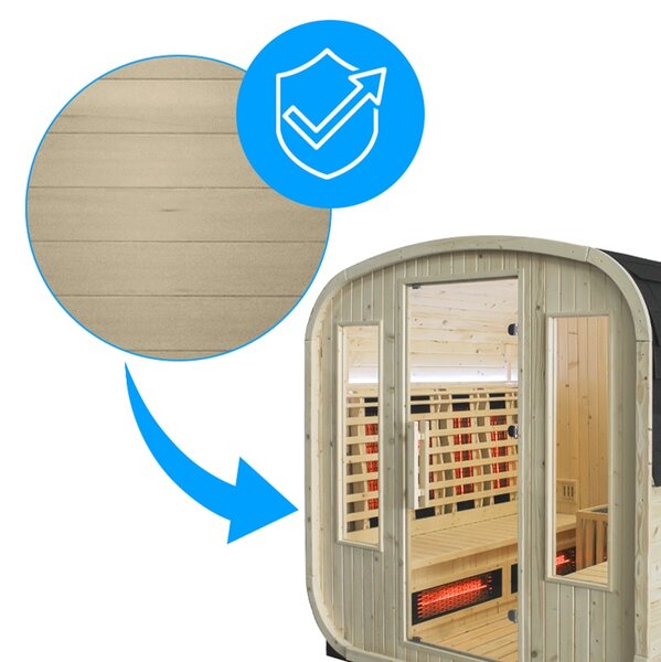 BPS-koupelny Záhradná kombinovaná sudová sauna 2v1 HAMAR - Infrasauna + fínska sauna 180x200, 4-6 osôb