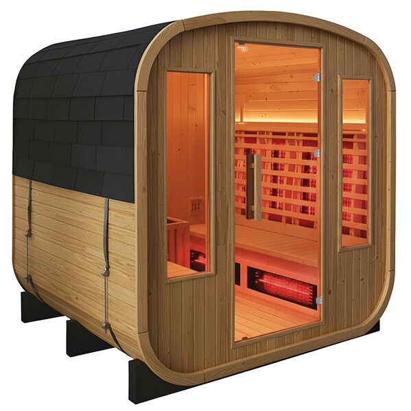 BPS-koupelny Záhradná kombinovaná sudová sauna 2v1 HAMAR - Infrasauna + fínska sauna 180x200, 4-6 osôb