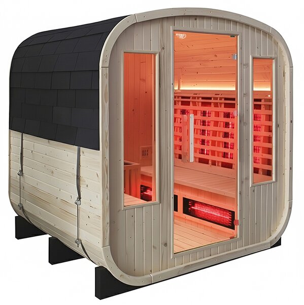 BPS-koupelny Záhradná kombinovaná sudová sauna 2v1 HAMAR - Infrasauna + fínska sauna 180x200, 4-6 osôb
