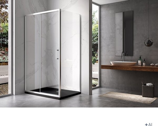 BPS-koupelny Obdĺžnikový sprchový kút KZ104C 120x90 chróm/transp. + vanička ST04C BL čierna