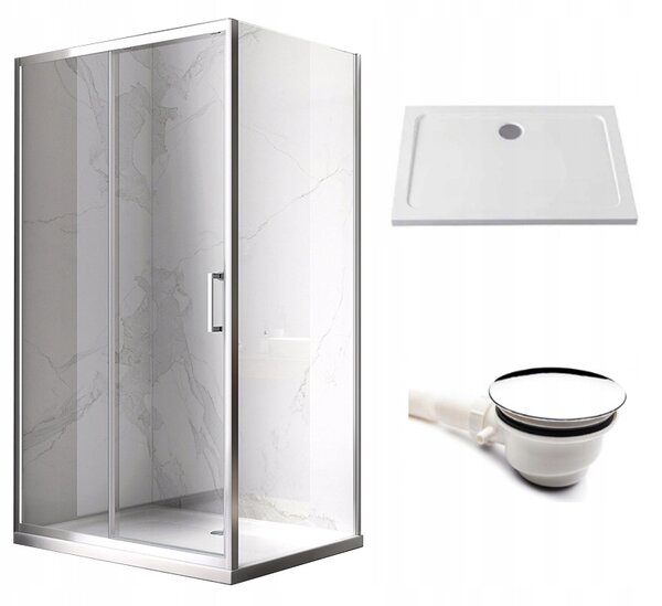 BPS-koupelny Obdĺžnikový sprchový kút KZ104C 120x90 chróm/transp. + vanička ST04C WH biela