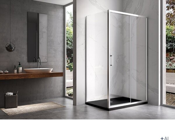 BPS-koupelny Obdĺžnikový sprchový kút KZ104C 120x90 chróm/transp. + vanička ST04C BL čierna