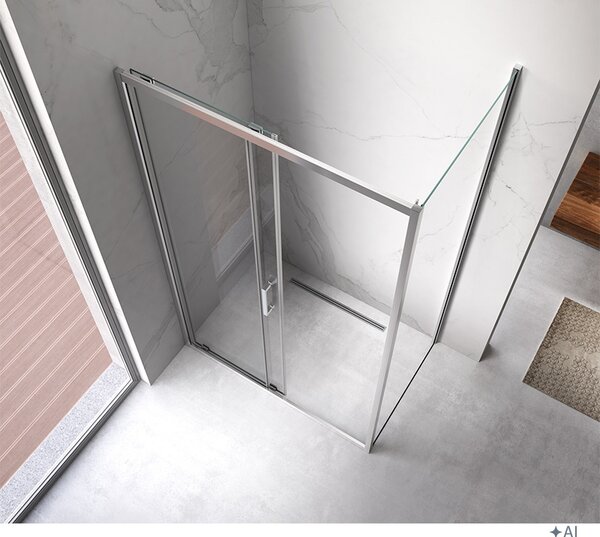 BPS-koupelny Obdĺžnikový sprchový kút KZ104C 120x90 chróm/transp. + vanička ST04C BL čierna