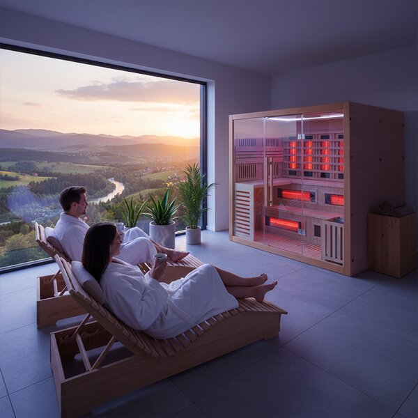 BPS-koupelny Kombinovaná sauna 2v1 HELSI2-NEW - Infrasauna + fínska sauna 200x160, 5-6 osôb