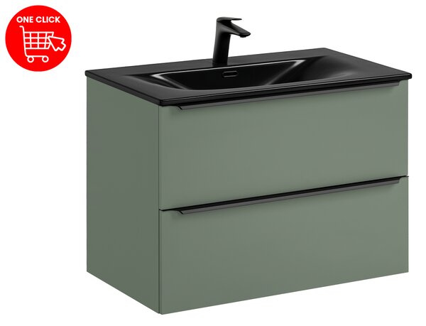 Comad Kúpeľňová skrinka s nábytkovým umývadlom Sombra Green 80 rákosovo zelená s batériou