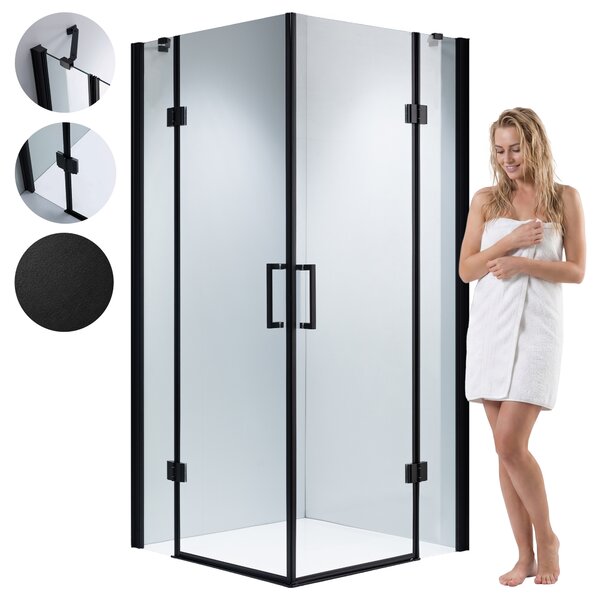 BPS-koupelny Štvorcový sprchový kút ZES KZ25A BL 80x80 čierny/transparent - bez vaničky