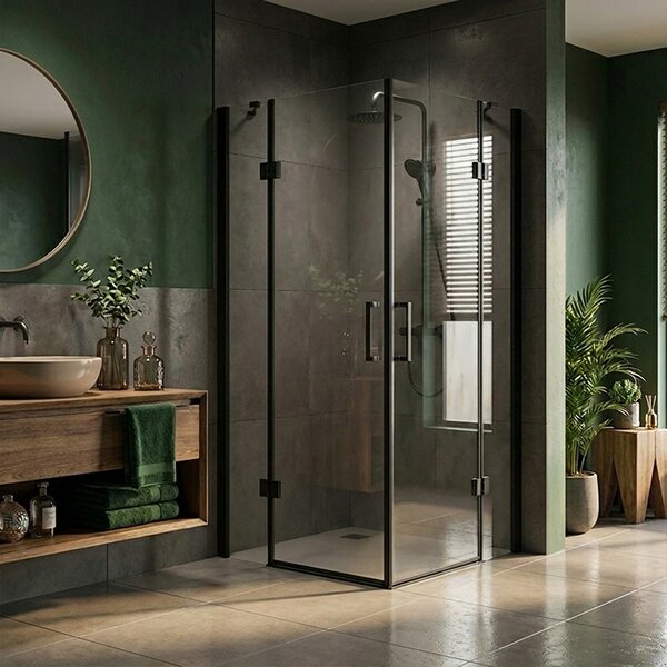 BPS-koupelny Štvorcový sprchový kút ZES KZ25A BL 80x80 čierny/transparent - bez vaničky