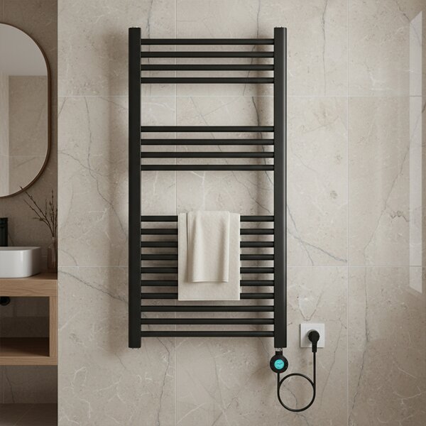 BPS-koupelny Elektrický kúpeľňový radiátor KATLA BL 250W, 50x100 cm, čierny