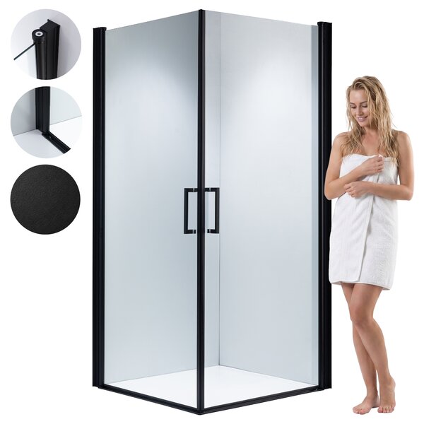 BPS-koupelny Štvorcový sprchový kút ZES KZ29A BL 80x80 čierny/transparent - bez vaničky