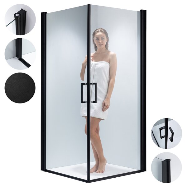 BPS-koupelny Štvorcový sprchový kút ZES KZ29A BL 80x80 čierny/transparent - bez vaničky