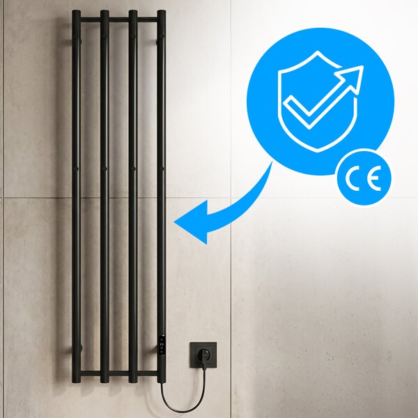 BPS-koupelny Elektrický kúpeľňový radiátor KASJAN BL 2 250W, 34,6x140,5 cm, čierny