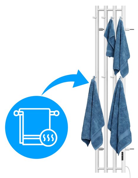 BPS-koupelny Elektrický kúpeľňový radiátor KASJAN WH 2 250W, 34,6x140,5 cm, biely