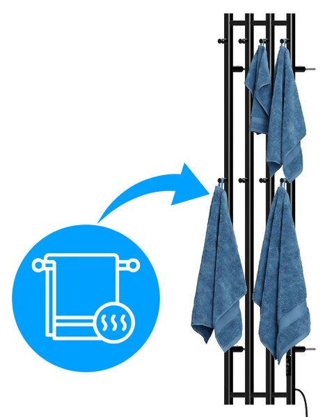 BPS-koupelny Elektrický kúpeľňový radiátor KASJAN BL 2 250W, 34,6x140,5 cm, čierny