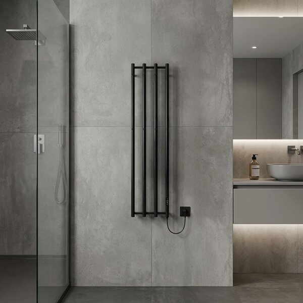 BPS-koupelny Elektrický kúpeľňový radiátor KASJAN BL 2 250W, 34,6x140,5 cm, čierny