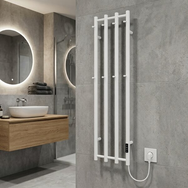 BPS-koupelny Elektrický kúpeľňový radiátor KASJAN WH 2 250W, 34,6x140,5 cm, biely