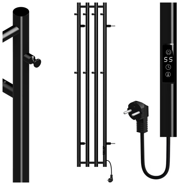 BPS-koupelny Elektrický kúpeľňový radiátor KASJAN BL 2 250W, 34,6x140,5 cm, čierny