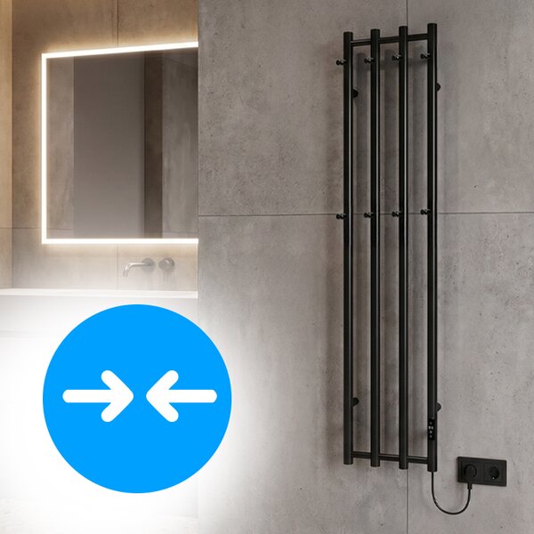 BPS-koupelny Elektrický kúpeľňový radiátor KASJAN BL 2 250W, 34,6x140,5 cm, čierny