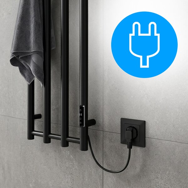 BPS-koupelny Elektrický kúpeľňový radiátor KASJAN BL 2 250W, 34,6x140,5 cm, čierny