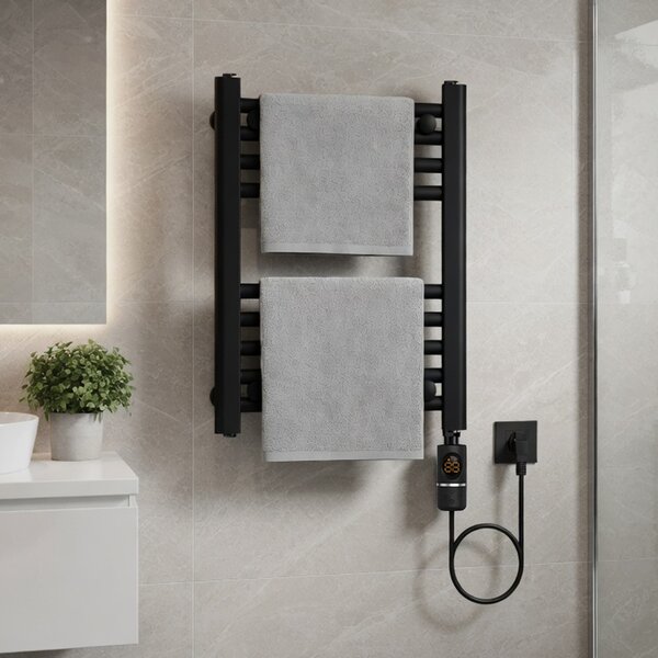 BPS-koupelny Elektrický kúpeľňový radiátor MANAM BL 300W, 40x50 cm, čierny