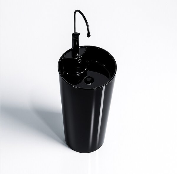 BPS-koupelny Voľne stojace keramické umývadlo LINO BL 400 ø40 cm, čierna lesklá