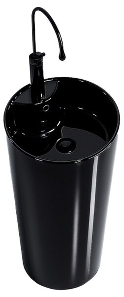 BPS-koupelny Voľne stojace keramické umývadlo LINO BL 400 ø40 cm, čierna lesklá