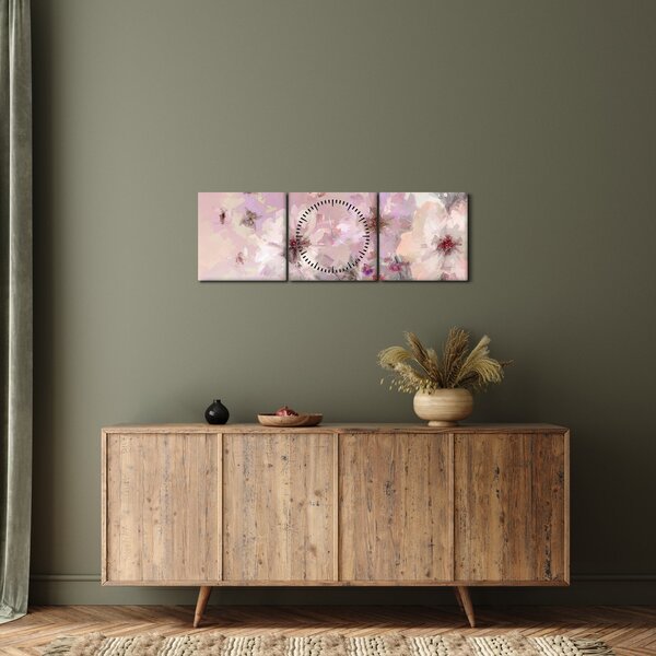 Obraz - Umelecká koláž s motýľmi (s hodinami) (90x30 cm)
