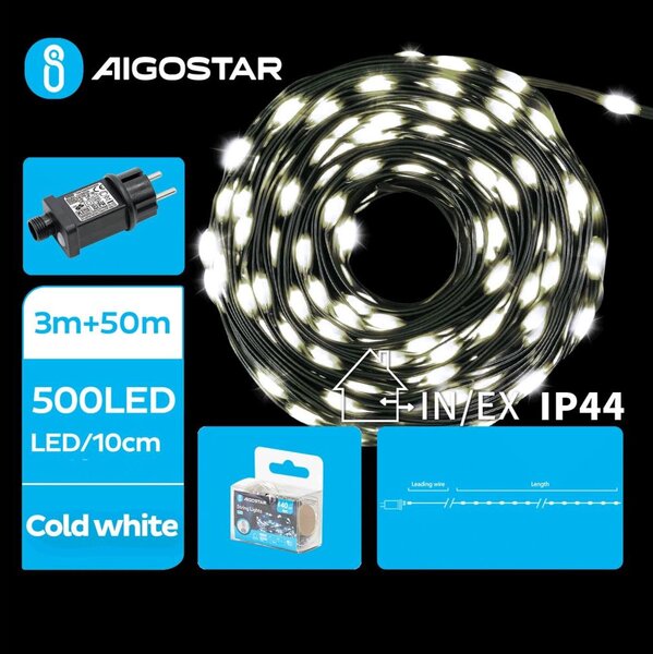 Aigostar - LED vonkajšia vianočná reťaz 500xLED/8 funkcií 53m IP44 studená biela