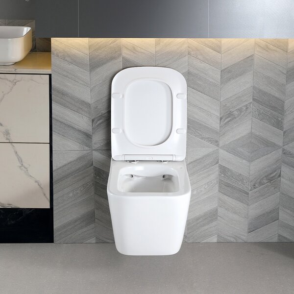 BPS-koupelny Závesná WC misa so SoftClose sedadlom RAIN WH RIM 03, biela