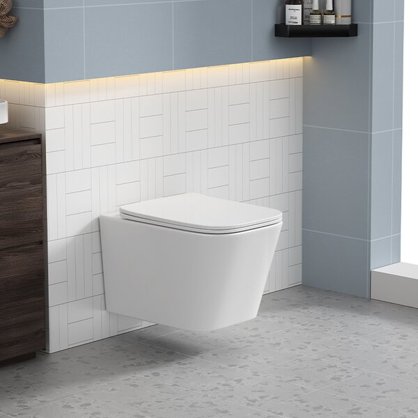 BPS-koupelny Závesná WC misa so SoftClose sedadlom RAIN WH RIM 03, biela