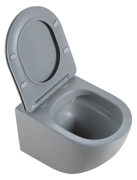 BPS-koupelny Závesná WC misa so SoftClose sedadlom PEAK MTGR RIM 03, sivá mat