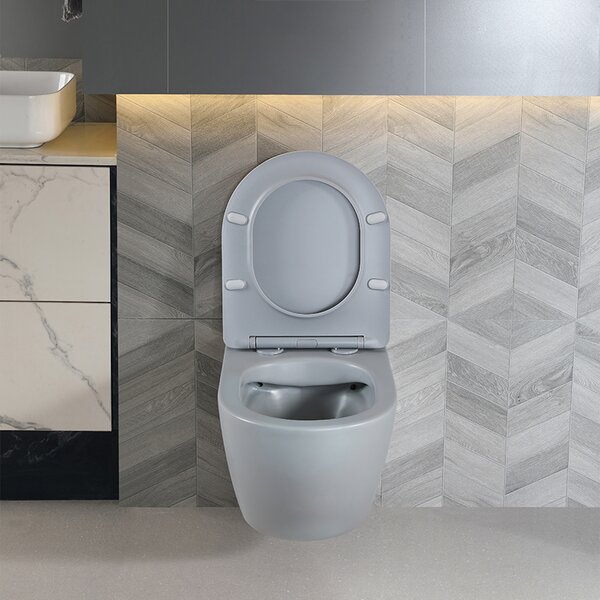 BPS-koupelny Závesná WC misa so SoftClose sedadlom PEAK MTGR RIM 03, sivá mat