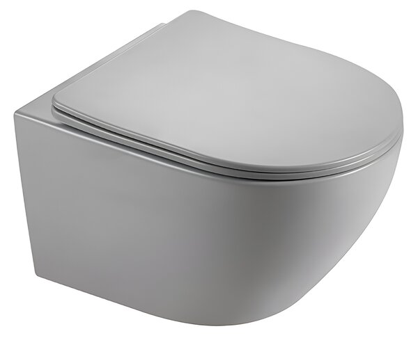 BPS-koupelny Závesná WC misa so SoftClose sedadlom MIZU MTGR RIM 03, sivá