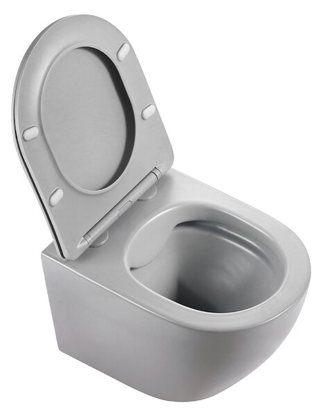 BPS-koupelny Závesná WC misa so SoftClose sedadlom MIZU MTGR RIM 03, sivá
