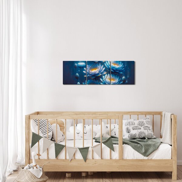 Obraz - Lekná pod hladinou (s hodinami) (90x30 cm)
