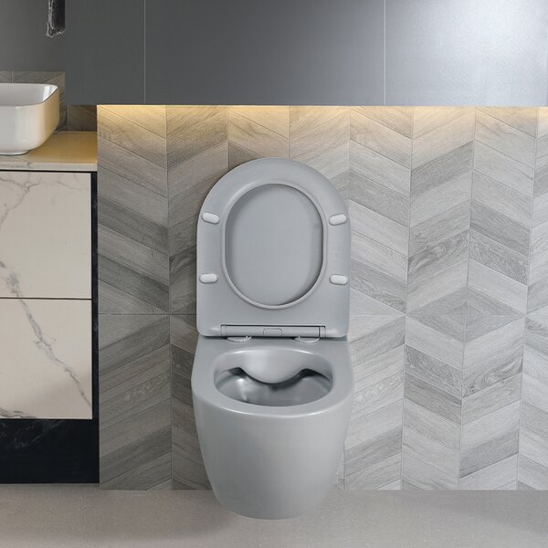 BPS-koupelny Závesná WC misa so SoftClose sedadlom MIZU MTGR RIM 03, sivá