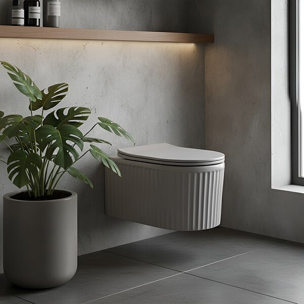 BPS-koupelny Závesná WC misa so SoftClose sedadlom LUMA MTGR RIM 03, sivá mat