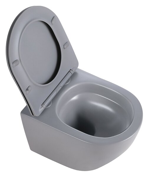 BPS-koupelny Závesná WC misa so SoftClose sedadlom FLOW MTGR TR 03, sivá matná
