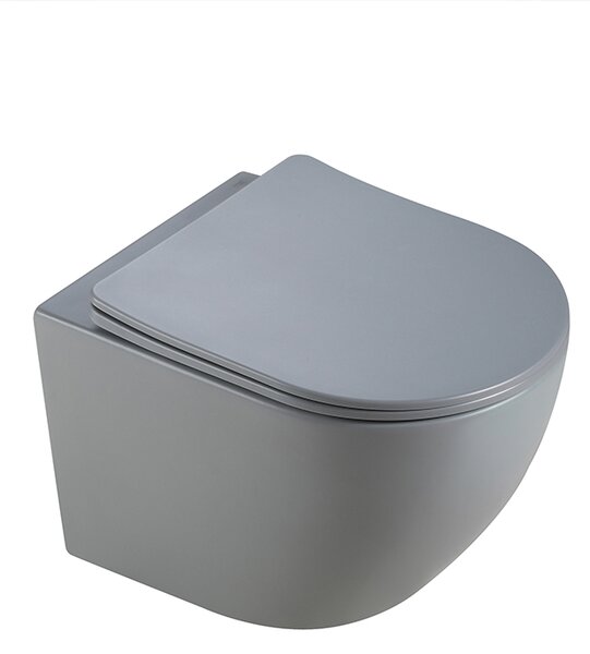 BPS-koupelny Závesná WC misa so SoftClose sedadlom PEAK MTGR RIM 03, sivá mat